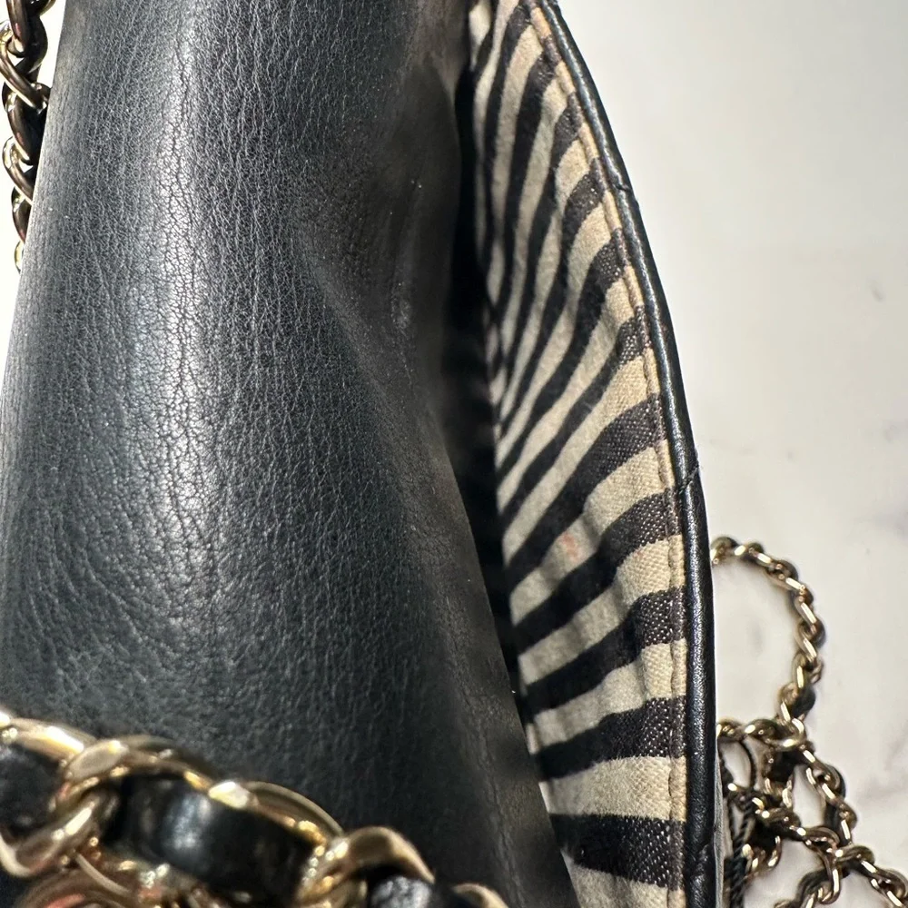 CHANEL Quilted Chevron Calfskin Small Single Flap Black Crossbody Bag + Dust Bag